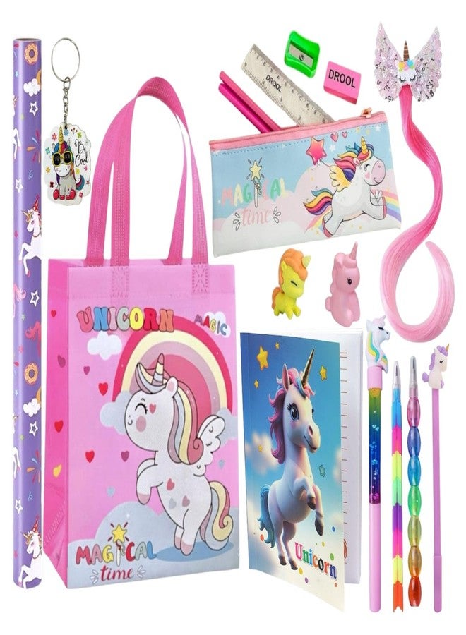 AMYCAUR Unicorn Gift Combo for Girl Kids (Pack of 12 Item) | Unicorn Stationery Set for Gifts | Stationery Item for Kids | School Supply | Diwali Gift Combo | Age 4-10 Years - Image 1